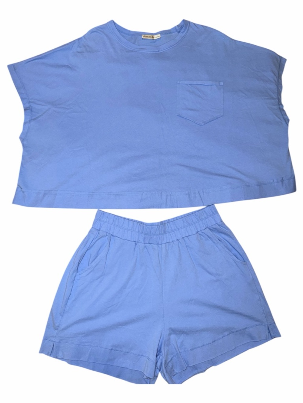 Brand new  Zenana Blue oversized two piece shorts set
